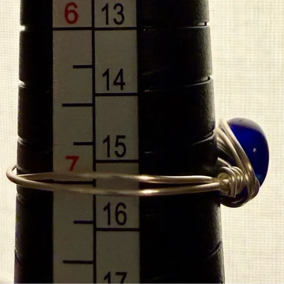 Ring - size 7 - evil eye - wire wrapped - blue & white - New! - Picture 9 of 10